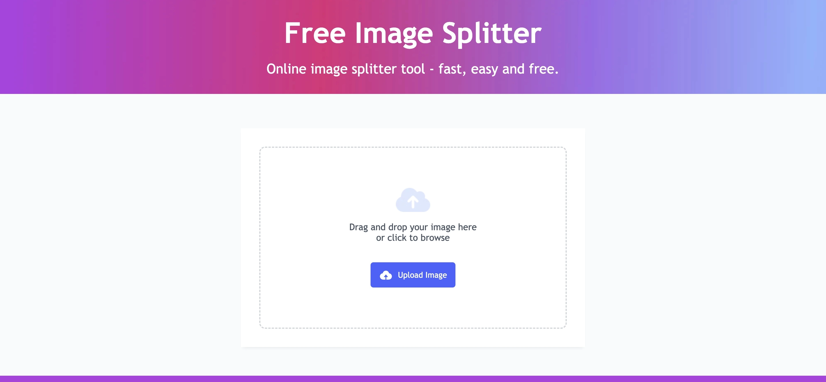 upload your image to image splitter
