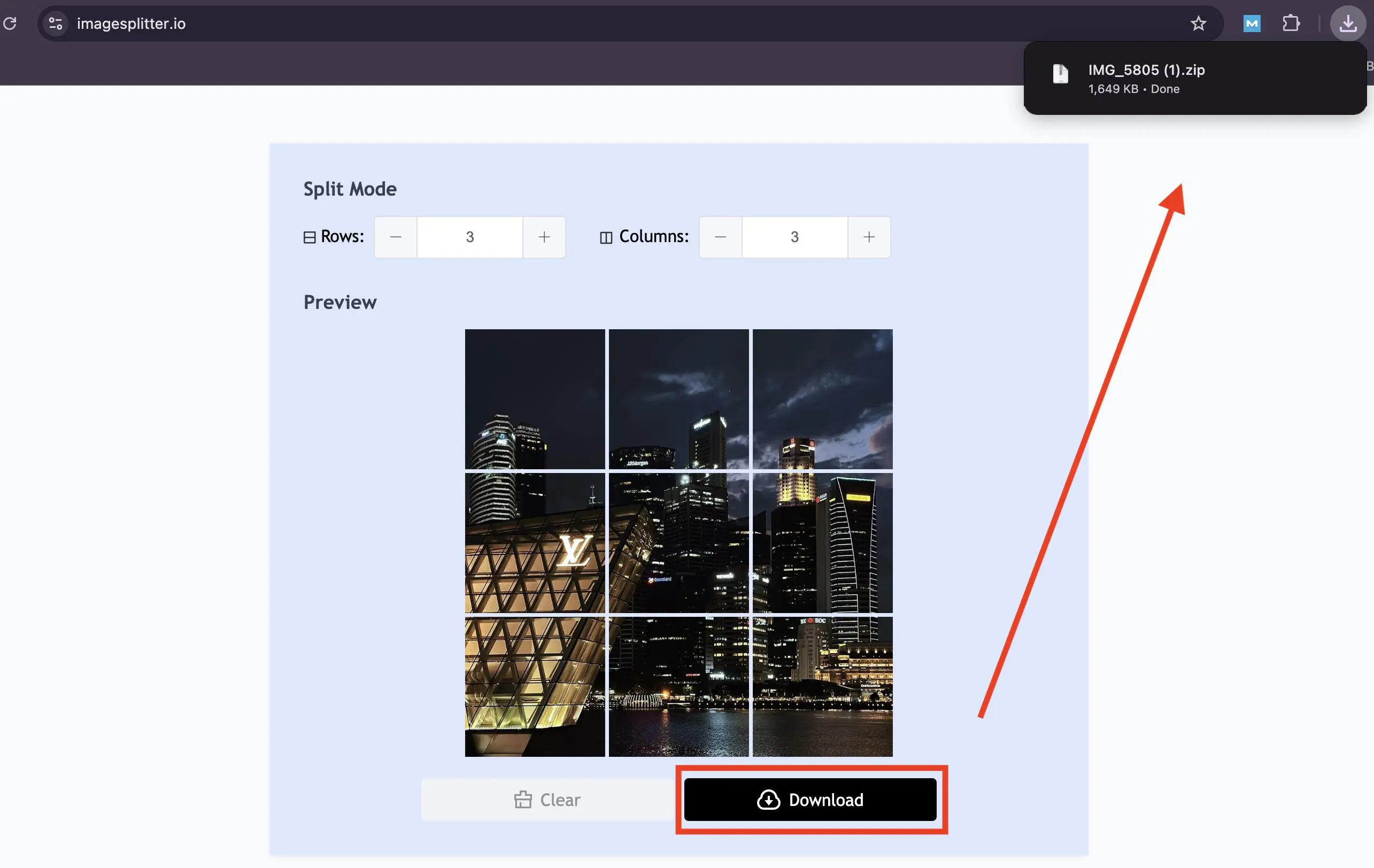 download the split images